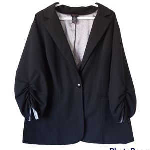 Torrid Black Blazer with Ruched Sleeves
